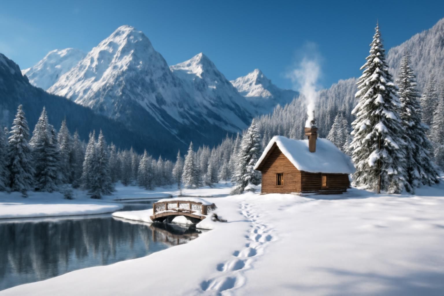 discover a tranquil getaway in the snowy mountains, where serene landscapes and peaceful surroundings offer the perfect escape from everyday life.